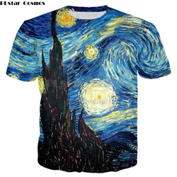 PLstar Космос Harajuku стиль футболка для мужчин/для женщин Винсент Ван Гог Картина маслом Звездная ночь принт 3d футболка повседневное футболки