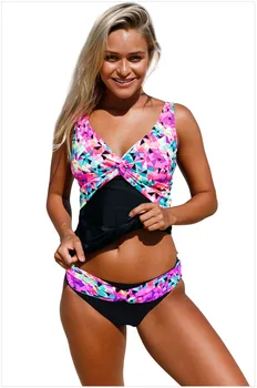 

Free Shipping New Sexy Bikinis Women Kaleidoscope Insert Two Piece Tankini Swimsuit Plus Size Bikini 4F410239