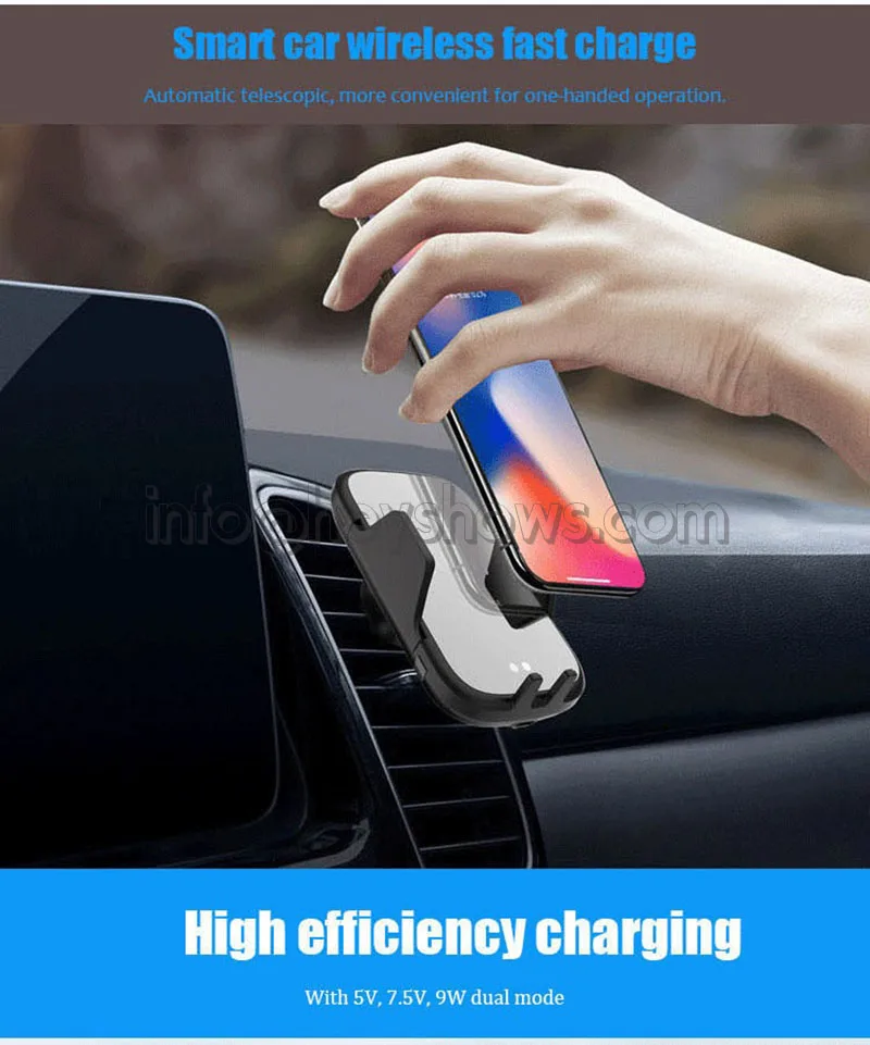 Автомобильная Беспроводная инфракрасная Индукционная зарядка кронштейн для iPhone/samsung телефон Дисплей Подставка для держателя с беспроводной быстрой зарядкой