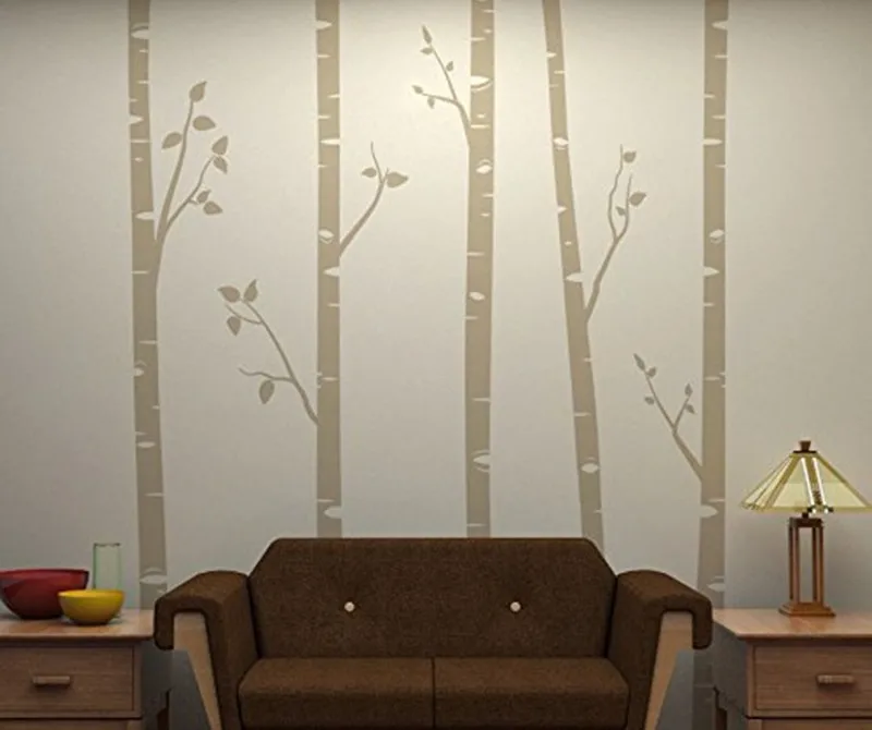 Уникальные 5 березовых деревьев с наклейки на стену ветки подгонянный цвет Декор Гостиная дети обои Высококачественная роспись 641C - Цвет: color 2