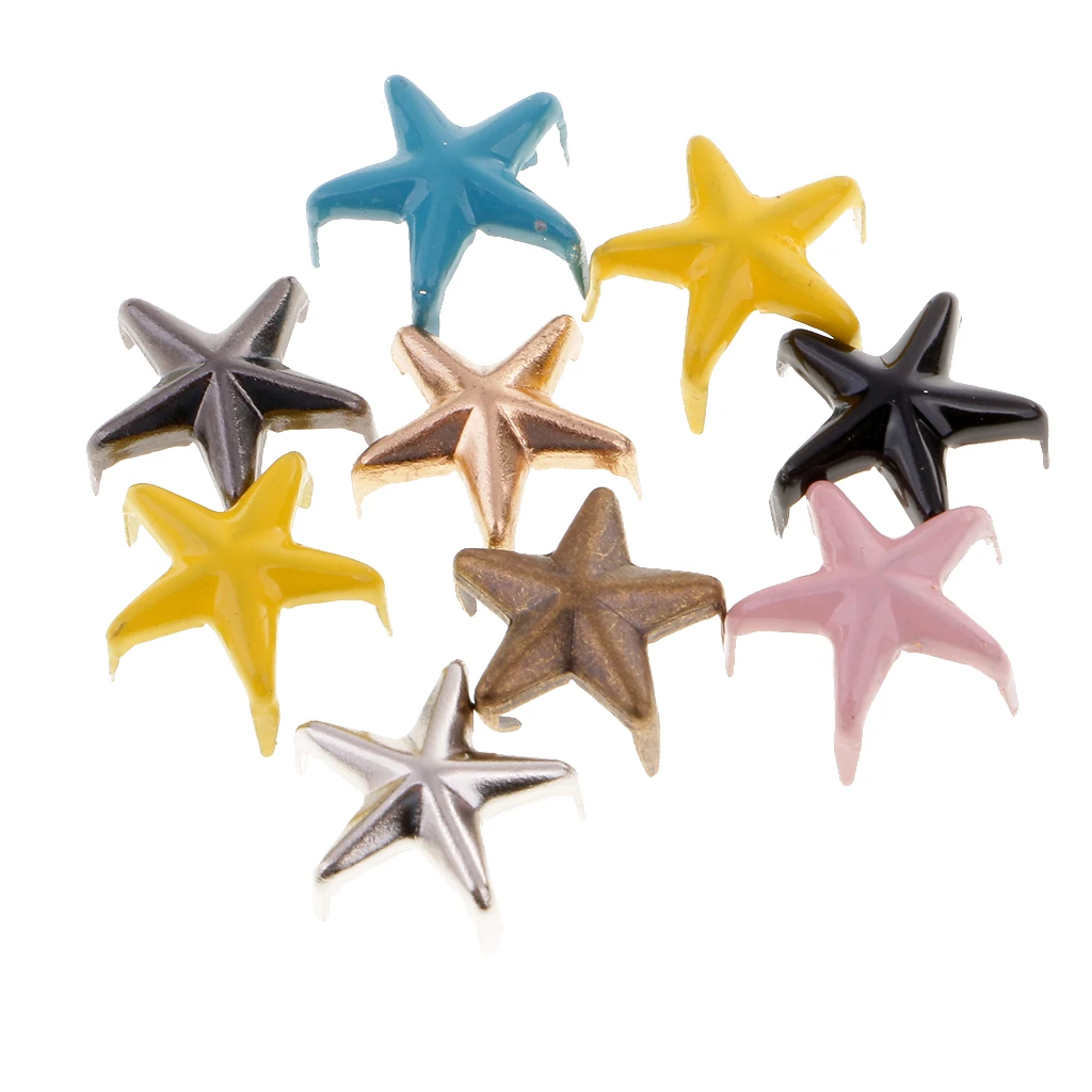 100pcs Metal Star Studs Claw Rivet Leathercraft Punk for Bags Jeans Belt Decoration