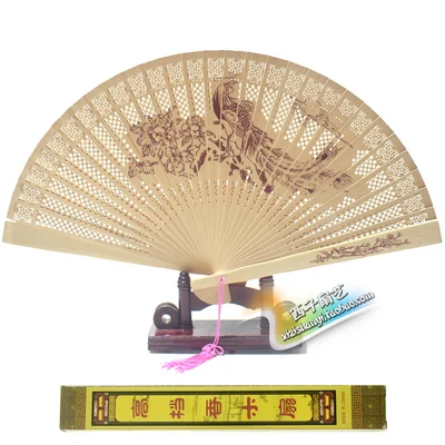 Sandalwood fan hand-made wooden folding fan hollow wood carving craft fan aroma floral pattern ladies temperament dance Exquisit - Цвет: A