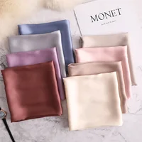 2023 New Fashion Summer Silk Square Scarf Solid Women Satin Neck Hair Tie Band Soft Beach Hijab Head Female Foulard Free Shiping 1