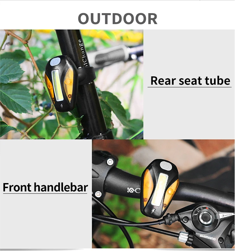 Perfect Cycling CoolChange Mountain Bike Headlight Taillight Road Bike Riding Equipment Accessories USB Charging Bicycle Warning Lights 10