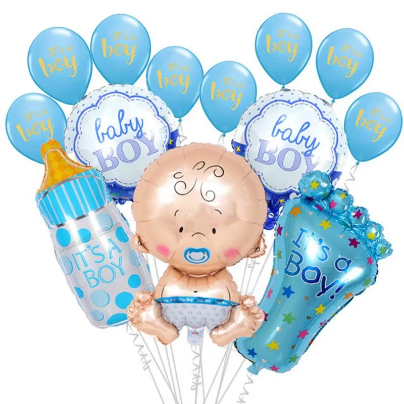

13pcs/Lot Baby Shower Boy Girl Aluminum Foil Balloon Kids Baby Birthday Party Decoration Baby 1 Year Birthday DIY Decorative