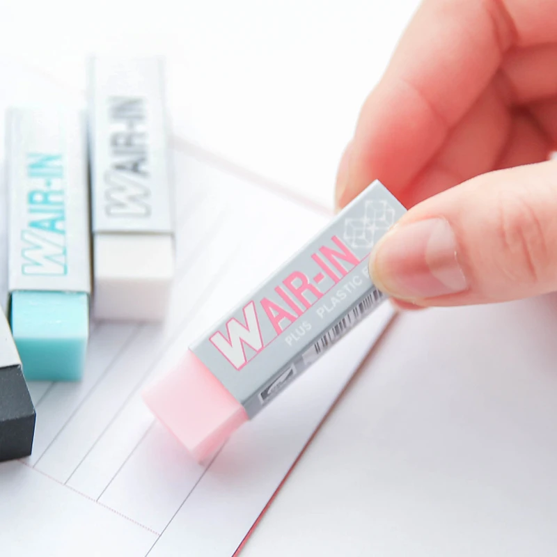 24 pcs/Lot Wair in plastic erasers Plus magic eraser for pencil Stationery Office supplies gomas de borrar 