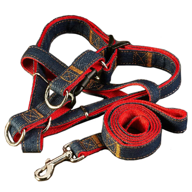 120 см красный джинсовый поводок для собак набор 4 размера регулируемые аксессуары для домашних животных Щенок Кошка тренировочная прогулочная шлейка для собак
