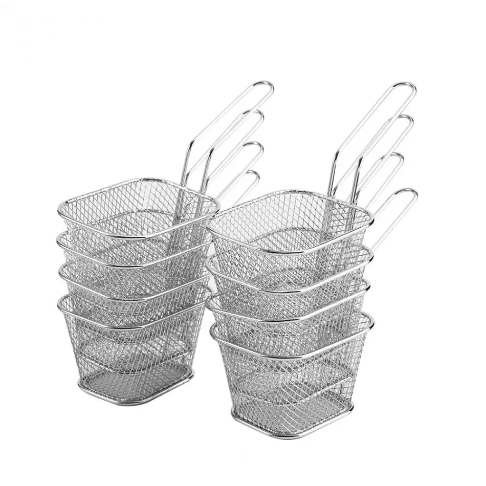 

8Pcs Stainless Steel Magic Basket Mini Chip French Fries Frying Basket Mesh Stainer Net Chef Cooking Kitchen Accessories