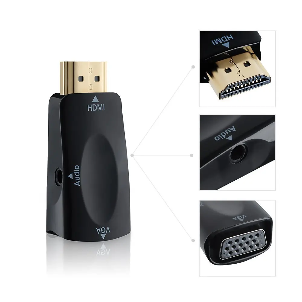 Mostotal адаптер hdmi-vga 3,55 мм аудио кабель HDMI в VGA конвертер мужчин и женщин 1080P для ноутбука Компьютерный дисплей проектор
