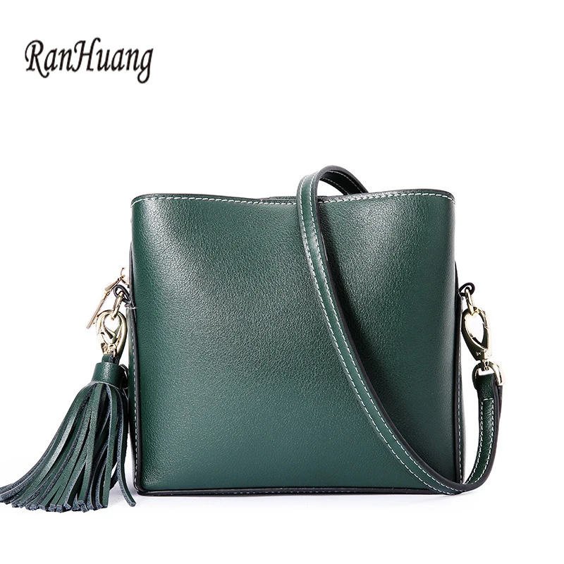 

RanHuang Women Genuine Leather Handbags Fashion Flap Women's Tassel Designer Shoulder Bags Teenage Girls Small Messenger Bags