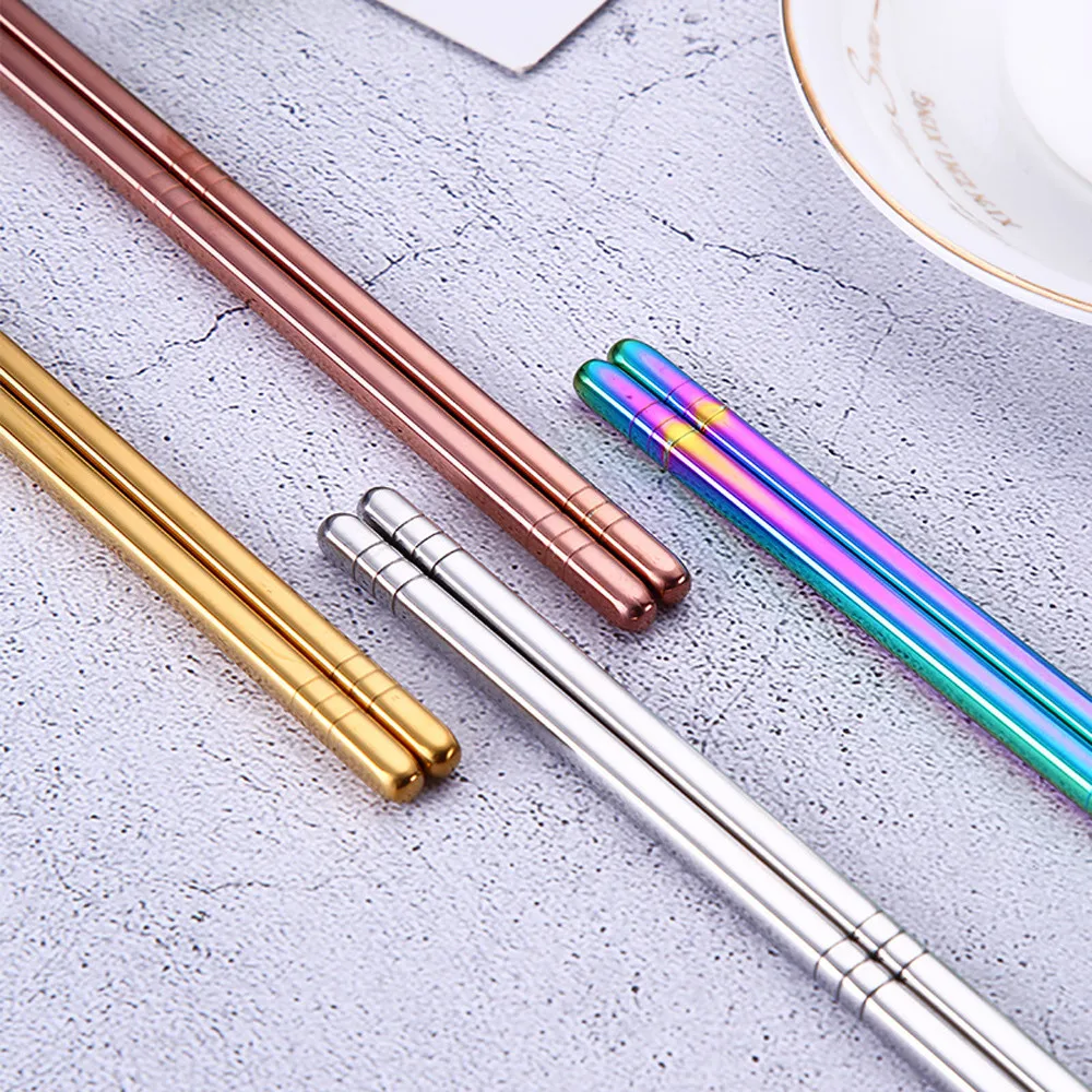 1 Pair Stainless Steel Tableware Colorful Length 23cm Chopsticks Dishware Reusable Chopsticks Dishware Household Metal Chinese