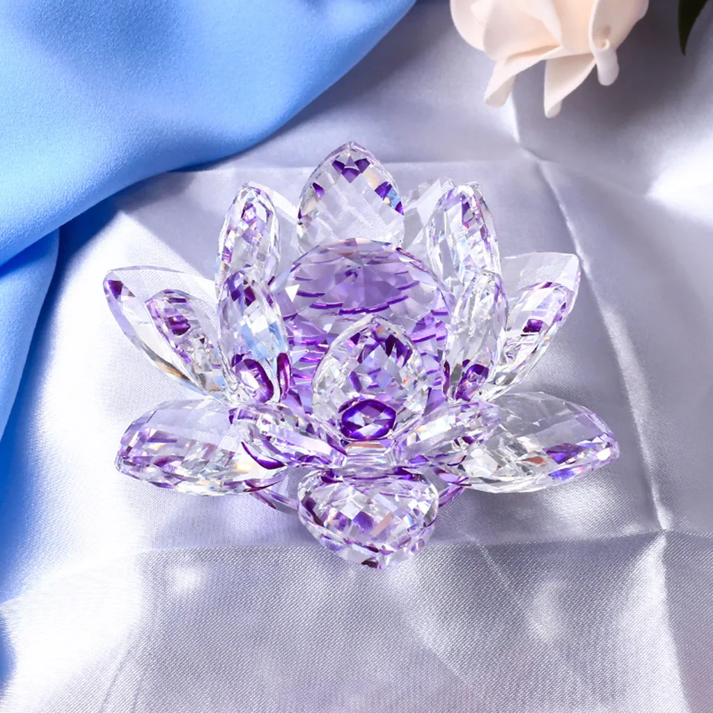 Crystal Glass Figurine Collectibles Lotus Flower Model Wedding Centerpieces