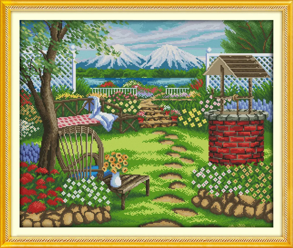

The beautiful country house Canvas DMC Counted Cross Stitch Kits printed Cross-stitch set Embroidery Needlework