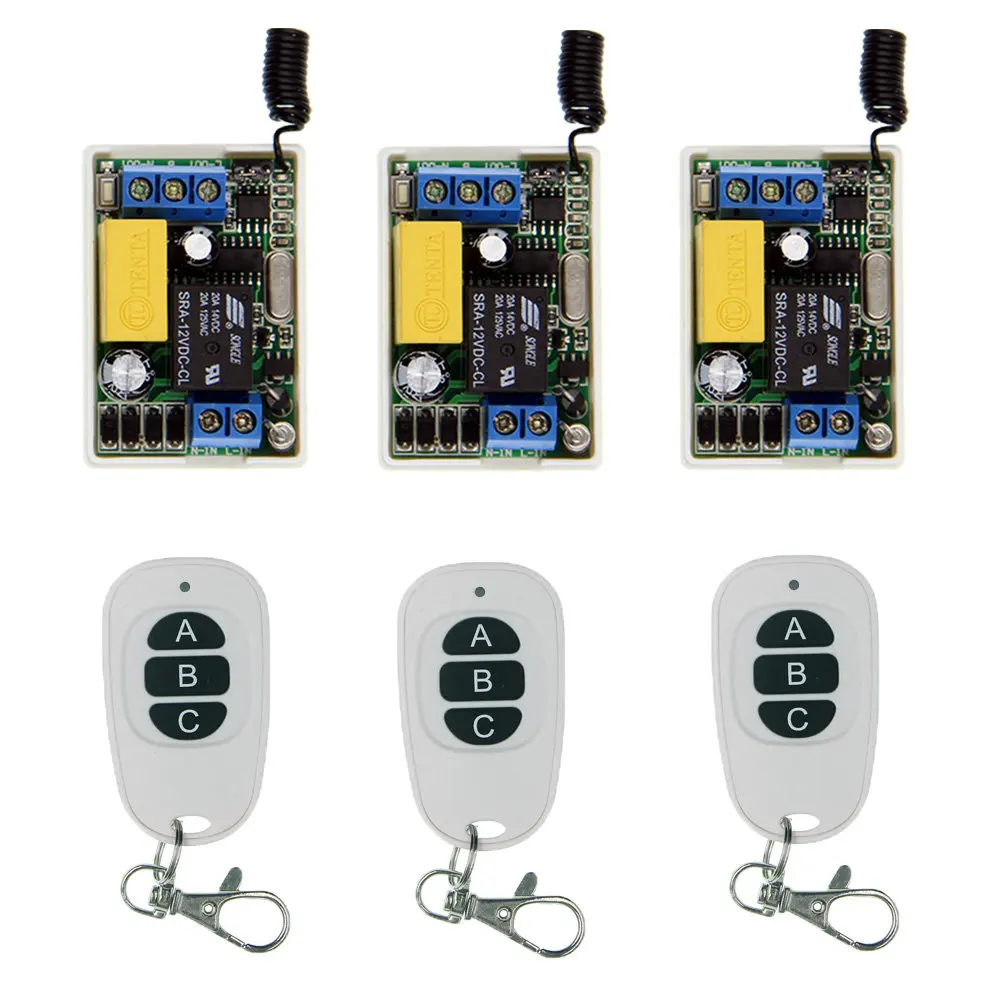 

Mini Size 220V 1CH 1CH 10A Wireless Remote Control Switch Relay Home System,3CH Transmitter + Receiver