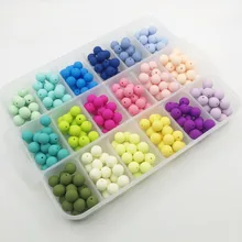 Silicone beads round candy color 100PC baby teether 10-15mm Accessories Silicone Beads Pendant DIY nursing bracelet kids beads