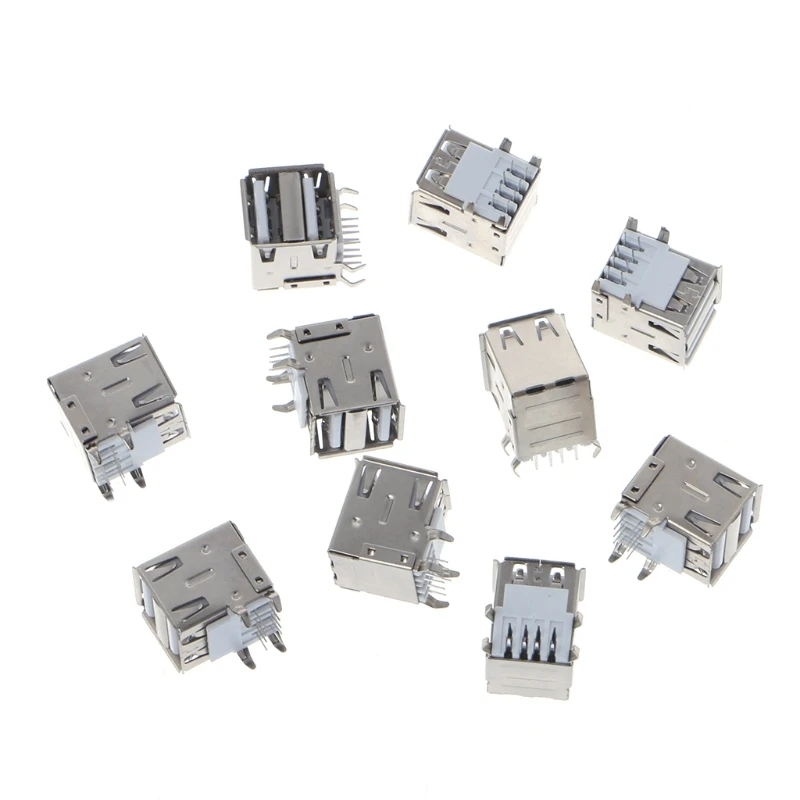 10 шт. двойной USB 2 0 гнездовой разъем типа A 8 Pin DIP правый угол разъем|connector 10|connector