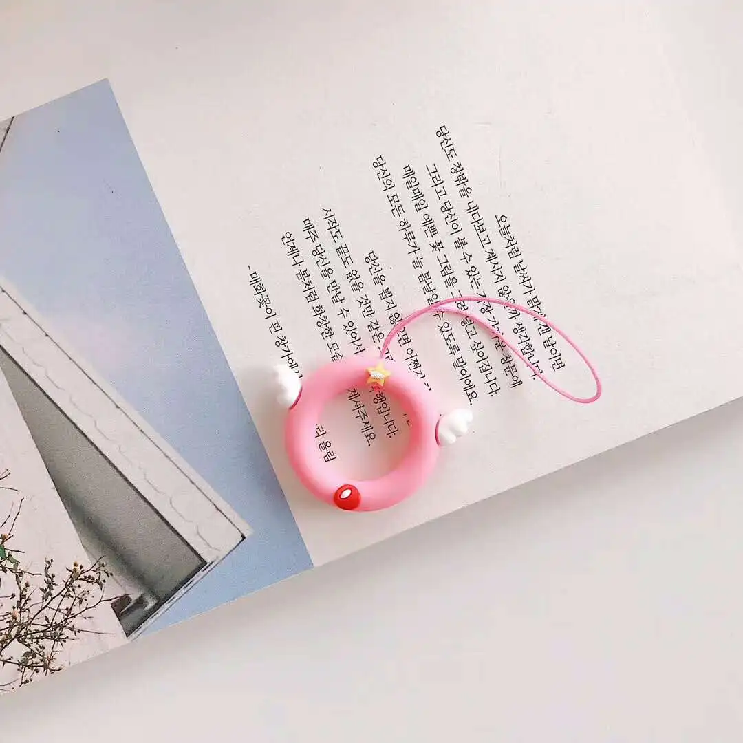 Милый кулон пончик универсальный чехол для мобильного телефона AirPods палец кольцо мультфильм Микки Утка Мягкая силиконовая веревка