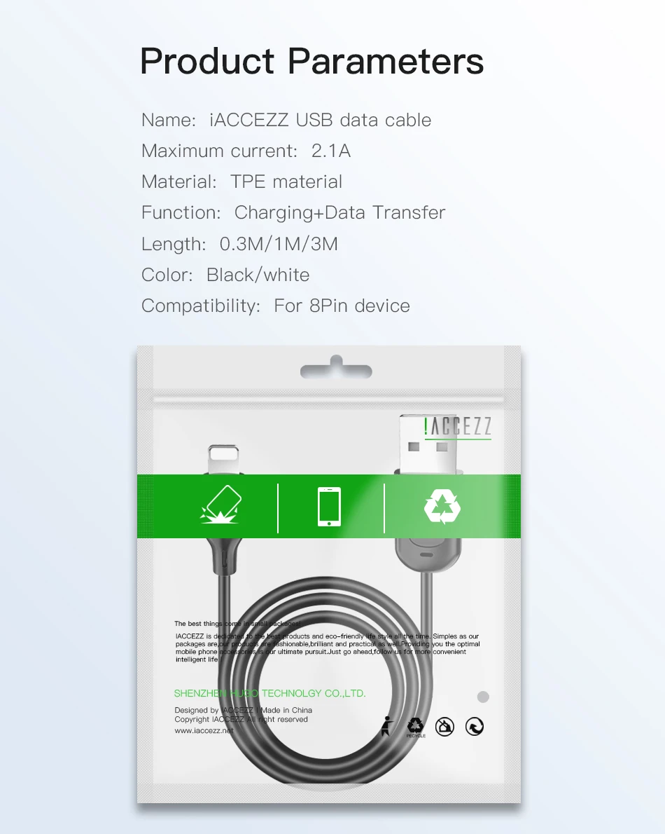 !ACCEZZ TPE USB Cable For iPhone X XS MAX XR 8 7 6 6S 5 5S Plus Lighting Charging Data Cable For Apple ipad Mini Charge Cord 3M (12)