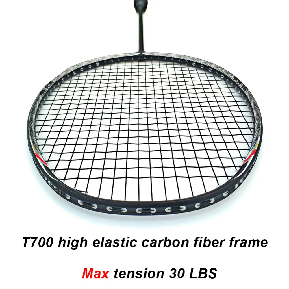 Raqueta profesional de Bádminton de carbono de 7 u 68G, raqueta de entrenamiento de bádminton súper ligera con bolsa