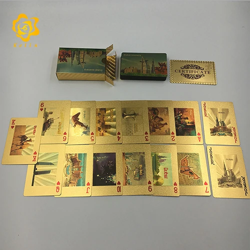 Dubai scenery and building Burj Al Arab 24K gold plating playing cards