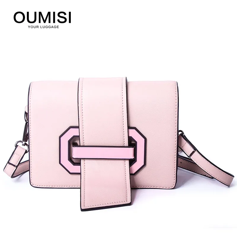 

OUMISI Fashion crossbody bags satchels high quality silt pocket solid cover hasp flap ladies office original design