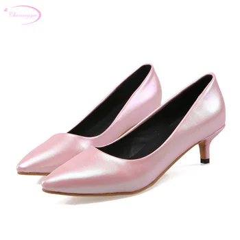 

Chainingyee party style sexy pointed toe pumps fashion glitter slip-on hreen pink silver thin med heels women's shoes big size