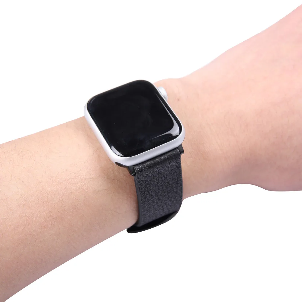 Для Apple Watch Band Series 6 SE 5 4 3 2 ремешок из натуральной кожи черный/коричневый