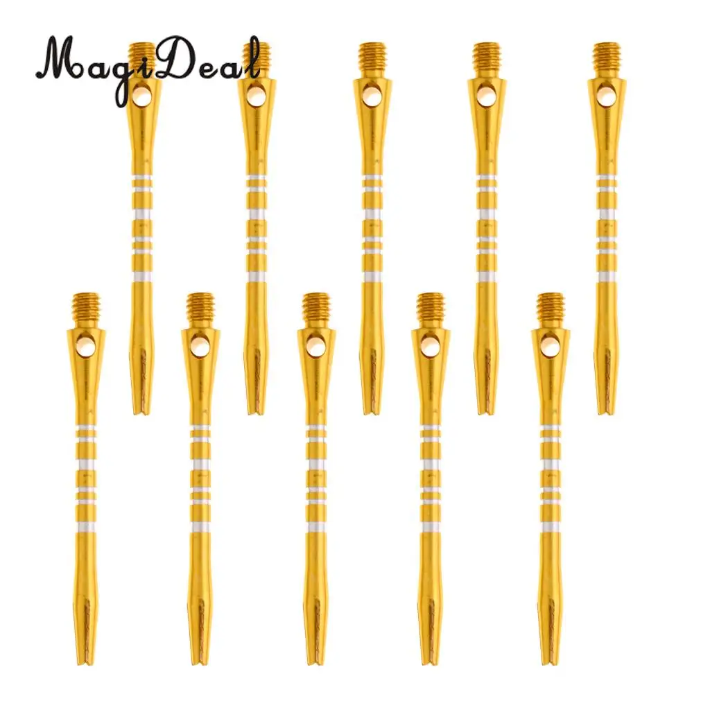 MagiDeal 10 Pieces Aluminium Alloy 52mm 2BA Re-Grooved Dart Shafts Stems Throwing - Gold