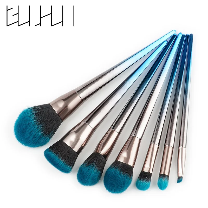 

GUJHUI Pro 8pcs Metal Makeup Brushes Set Cosmetic Face Foundation Powder Eyeshadow Eyebrow Blush Lip Plating Make Up Brush Kit