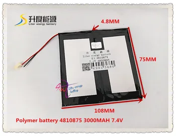 

7.4V 3000mAh 4810875 Polymer lithium ion / Li-ion battery for tablet pc POWER BANK E-BOOK