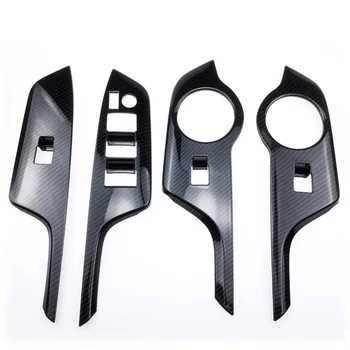

2016 2017 2018 For Toyota C-HR Inner Window Lift Switch Button Cover Trim Carbon Fiber Style 4pcs Car Accessories