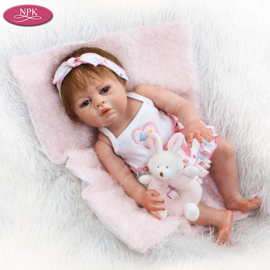 NPK 50CM Realistic Newborn Baby Girls Full Body SIlicone Reborn Babies Dolls Adorable Girl Kids Bath Toys Playmate Doll Boneca (3)
