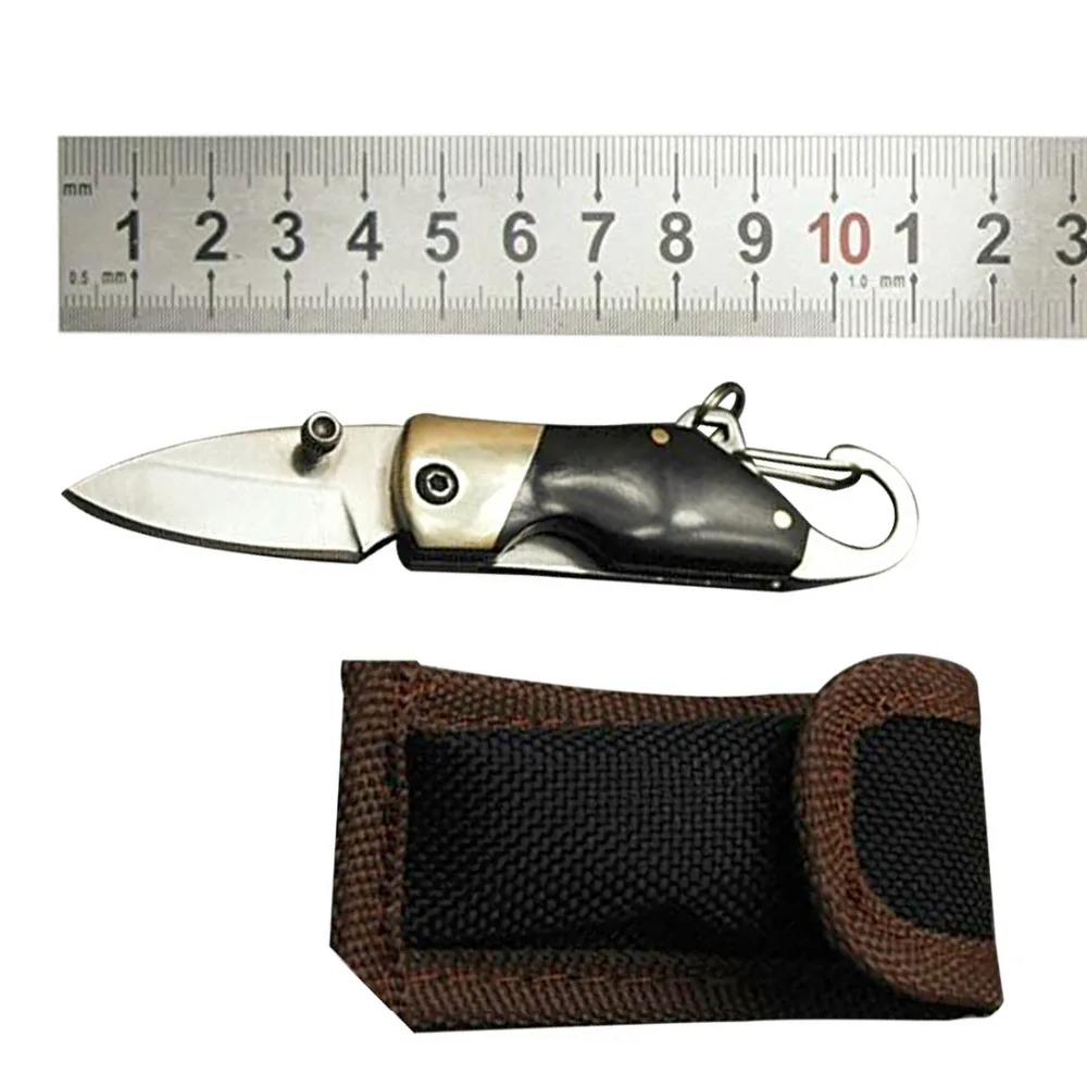 

Outdoor Camp Survive Kit Stainless Steel Mini Folding Knife With Carabiner Hanging Buckle Hike Portable Pocket Tool
