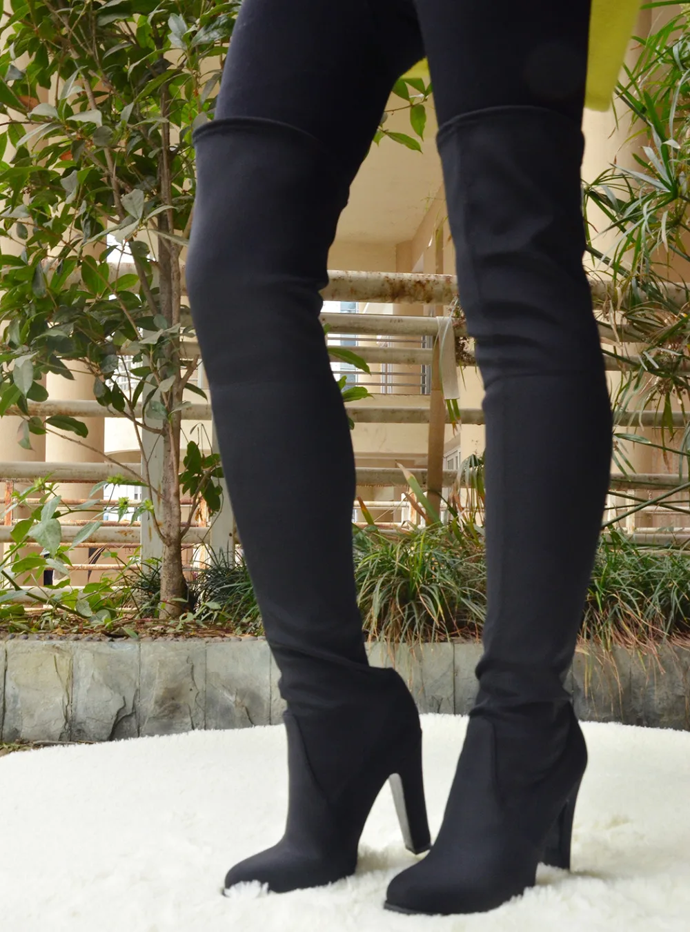 Shofoo Mujeres Negro Botas Largas Punta Redonda Tacones Altos Sobre La  Rodilla Botas de Motocicleta Plisada de Alta Botas de Invierno, más el  tamaño 5 14|black long boots|knee bootsover knee boots -