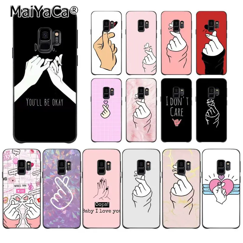 

MaiYaCa Love on the finger kpop heart Pattern Soft Phone Case for Samsung Galaxy S7edge S6 S10 Lite S10Plus S10E S8 S7 S9 Plus