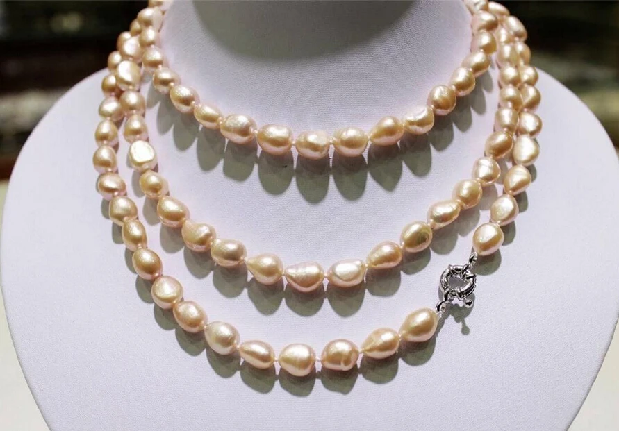 

fast long freshwater pearl necklace Natural purple Baroque 9x11mm metal clasp AAA