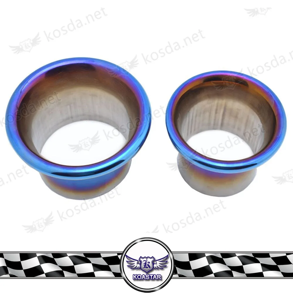 

76mm 89mm 3.5inch Turbo Horn Funnel Kit Stainless Steel Titanium Blue End Cold Air Intake System Velocity Stack Kit