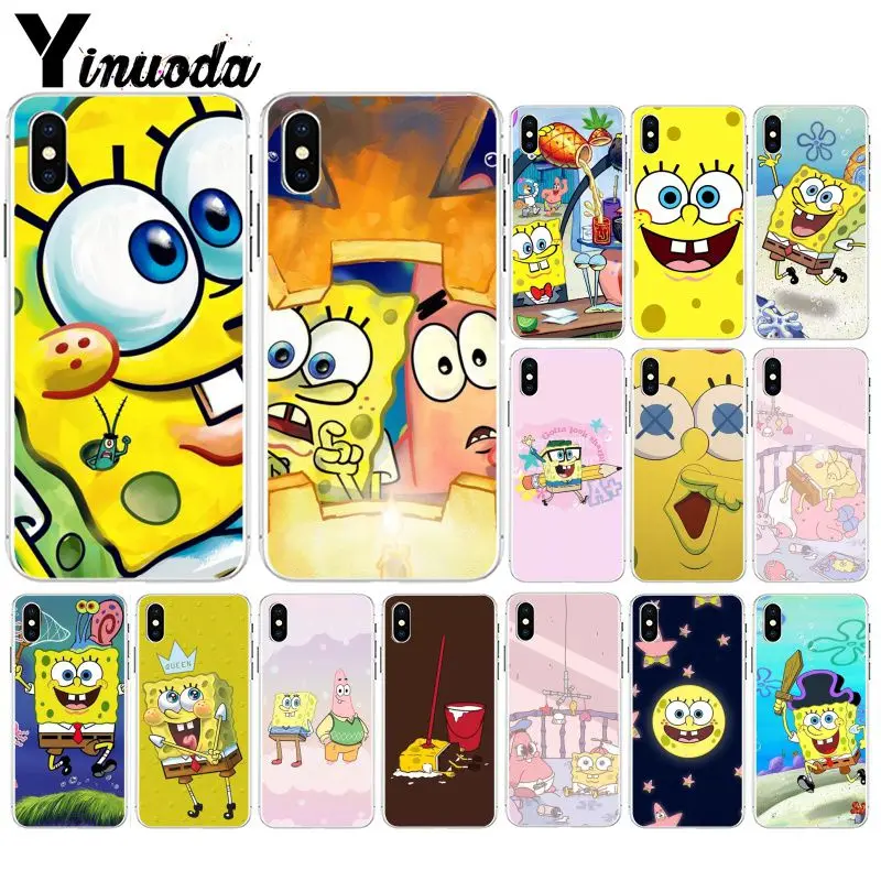 Yinuoda SpongeBob SquarePants Sponge Bob Cute Phone Accessories Case for iPhone 8 7 6 6S Plus X XS MAX 5 5S SE XR Cellphones