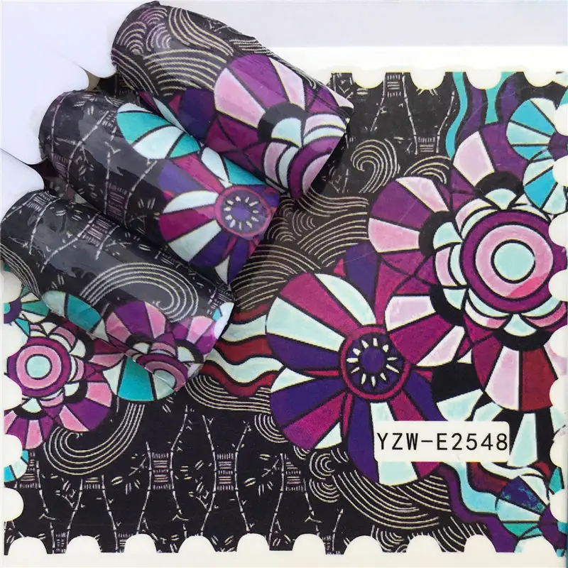 WUF наклейки для ногтей Водные Наклейки бабочка цветочные животные черно-белые геометрические Слайдеры для маникюра украшения для ногтей - Цвет: YZW-E2548