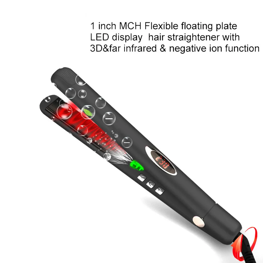 Двойной Напряжение инфракрасного отрицательных ионов Керамика выпрямитель для волос Утюг Профессиональный уход за волосами выправляя ЖК-дисплей Дисплей