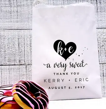 

custom initials Wedding candy Buffet treat gift Donut Petal Toss bags engagement party Bakery Cookie Favor packets