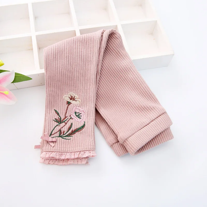 Fashion Girls Leggings Ruffles Lace Cotton Leggings For Girls Solid Embroidery Baby Pants Flower Bow Legging Baby Girl Clothing  (14)