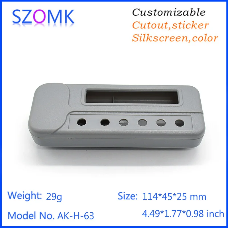 

1 piece free shipping grey color handheld plastic case 2XAA battery control case LCD screen housing
