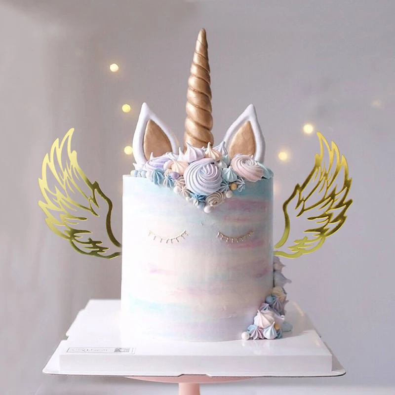 Angel Wings Unicorn Party Decoration Cupcake Cake Topper Picks Birthday Cake Decoration Tool Topper Baby Shower Boy Babyshower Cake Decorating Supplies Aliexpress