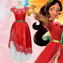 Платье для девочек, для Elena Of Avalor, принцесса Елена, маскарадный костюм детские красные платья макси без рукавов с оборками, нарядная