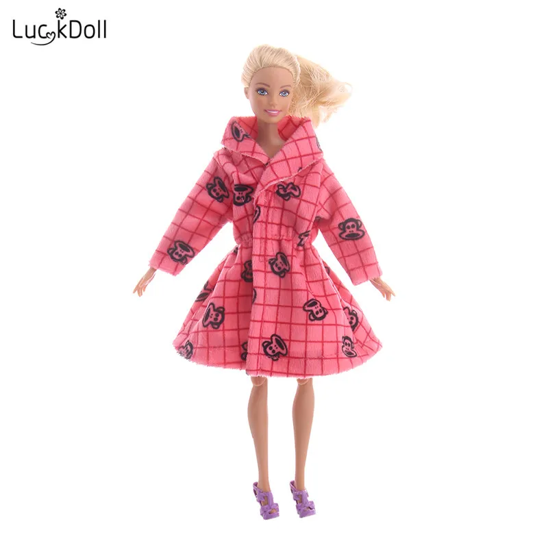 

LUCKDOLL Velvet Long Sleeve Print Dress for Clothes Accessories for Dolls