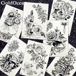 Для женщин Мода татуировки Временные черный браслет цветок рука искусство татуировки поддельные глаз для девочек Талия Флора водостойкие