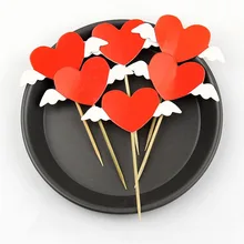 6 шт. Крылья Ангела торт Топпер Любовь Сердце Форма торт флаг Летняя Вечеринка свадебные украшения вечерние украшения