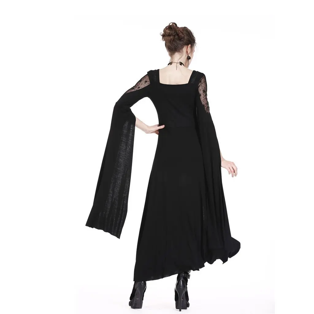 Darkinlove женское готическое черное платье с высокой талией, модное вечернее платье с разрезом, женское элегантное вечернее платье