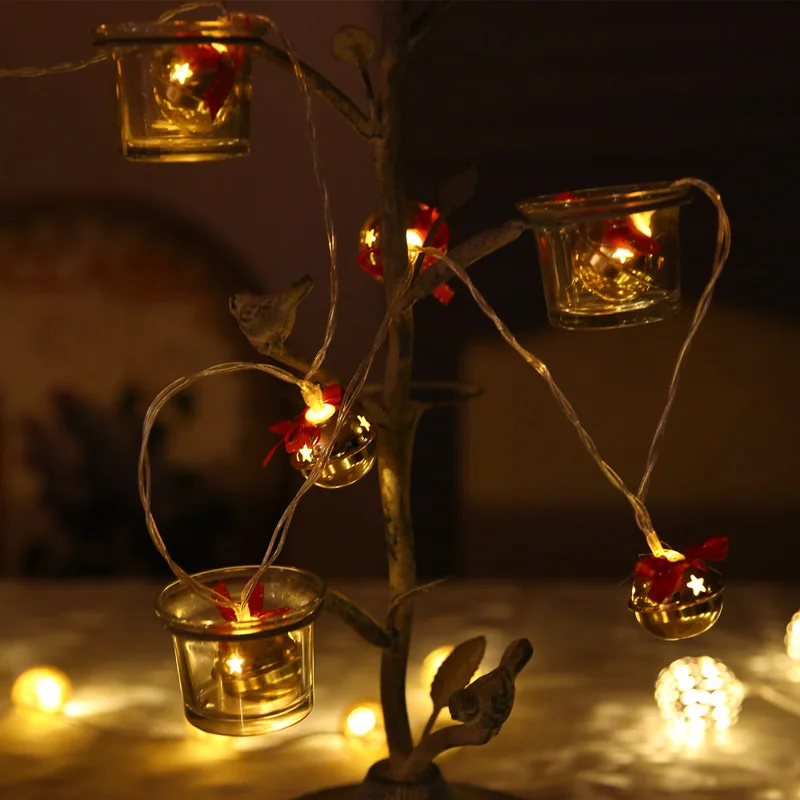

Fairy with Red tie Gold Bell Battery Operated String Lights 3m 20LED Decoration For Christmas Garland New Year gerlyanda